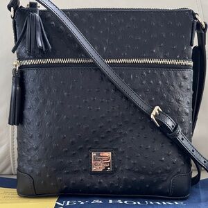 Dooney & Bourke Black Ostrich-Embossed Crossbody Bag
